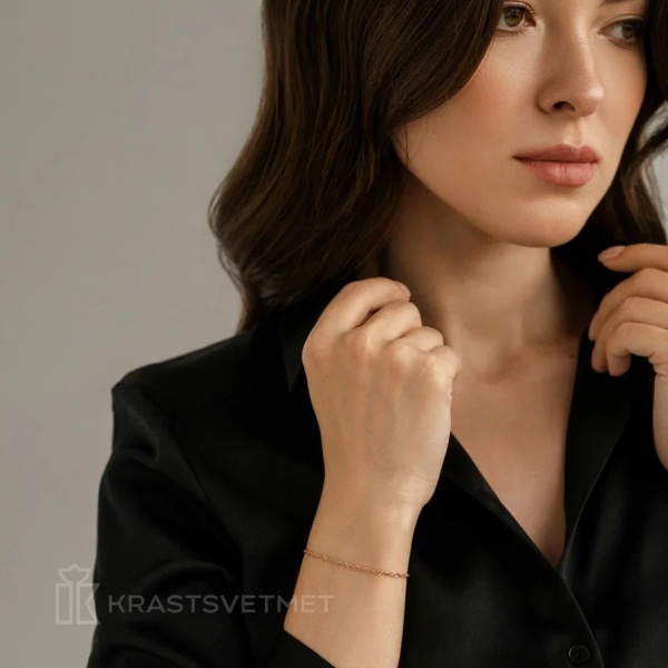 Браслет из красного золота, плетение «Сингапур»